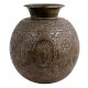 Broad Round Brass Pot Embossed Floral Design