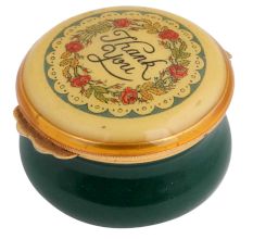 Thank you Green white Floral Painted Porcelain Box