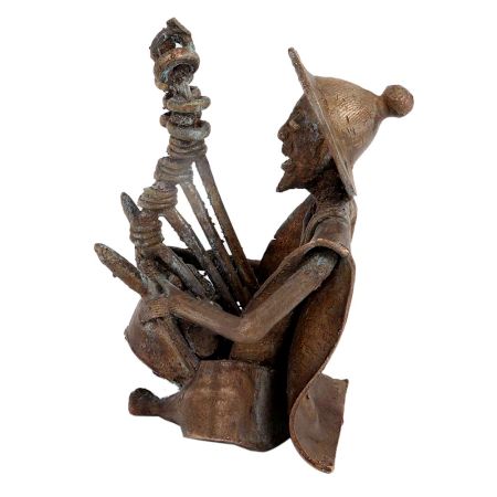 Brass Tribal Musician With Rare Musical Instrument