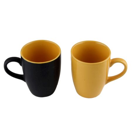 Decorative Handcraft Ceramic Black & Yellow Coffee Mug in Set Of 2