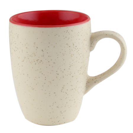 Decorative Handcraft Ceramic Coffee Mug In White & Red