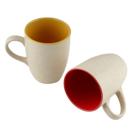 Decorative Handcraft Ceramic Yellow & Red Coffee Mug In Set Of 2