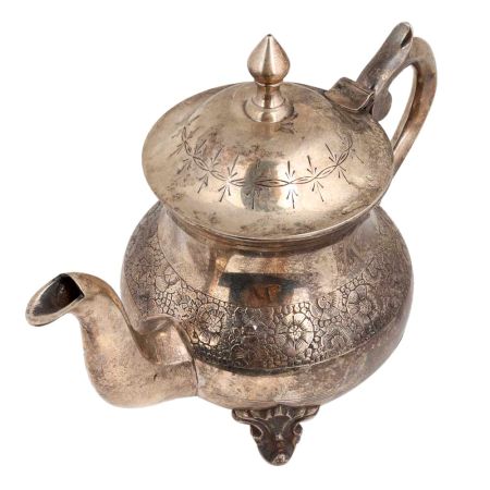 Brass Tea Pot Silver Polish Rare And Unique Floral Design