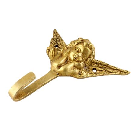 Cute Single Brass Cherub Face Wall Hook