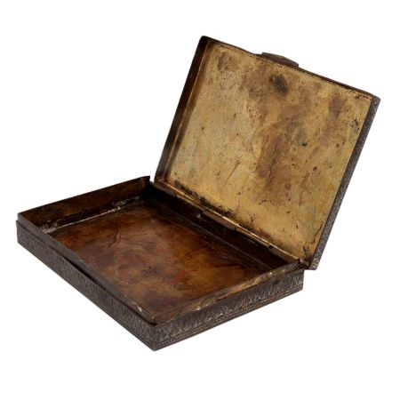 Brass Floral Engraved Cigarette Case With Gift Box