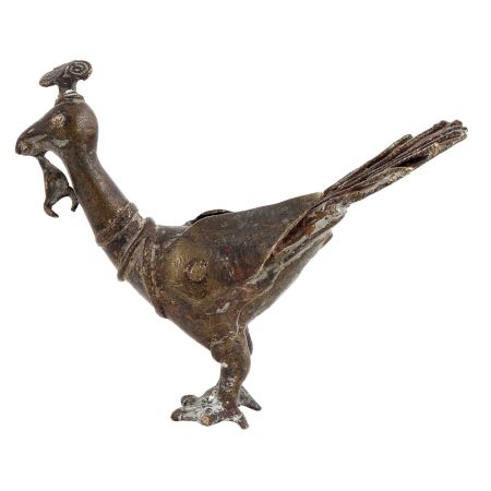 Pure Brass Peacock Figurine In Antique Finish