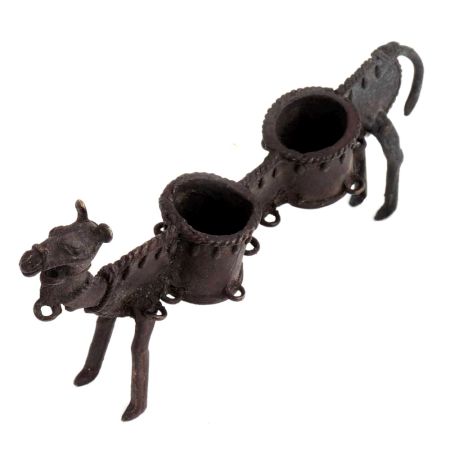 Brass Long Camel Statue With Two Candle Holders