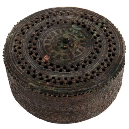 Round Brass Jali Design Jewelry Box