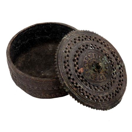 Round Brass Jali Design Jewelry Box