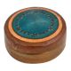 Round Blue Painted Copper Storage Box
