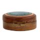 Round Blue Painted Copper Storage Box