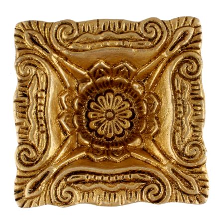 Brass Carved Square Shaped Oil Lamp Festival Decoration Diya