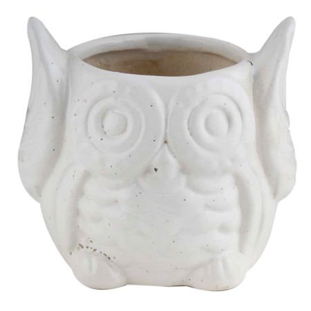 Handmade White Owl Ceramic Pot And Planter