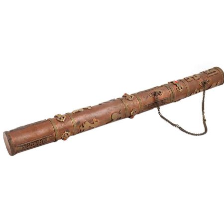 Copper With Brass Tibetan Scroll Holder Message Box