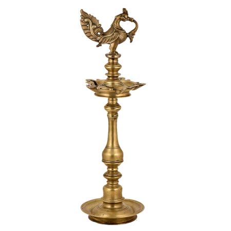 Auspicious Brass Peacock Diya Oil Lamp Diwali Decoration