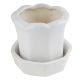 White Ceramic Scallop Planter With Tray