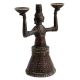 Brass Gujarat Tribal Women Holding Two Bowls Candle Holder