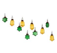 Yellow Green Combo Glass Tiny Christmas Hanging Set of 25