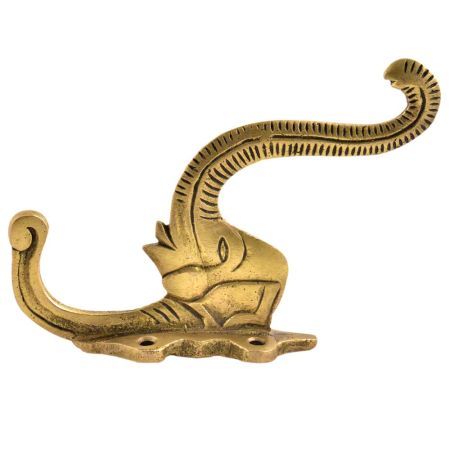 Handmade Brass Artistic Elephant Head Trunk Wall Hooks Hanger