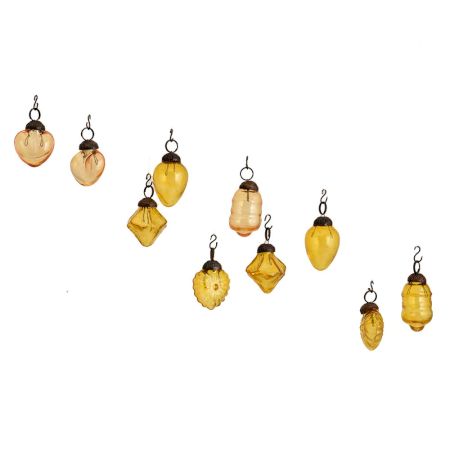 Amber Combo Glass Tiny Christmas Hanging Set of 25