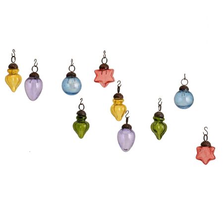 Multi Color Combo Glass Tiny Christmas Hanging Set of 25