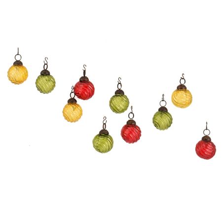 Multic-Color Round Combo Glass Tiny Christmas Hanging Set of 25