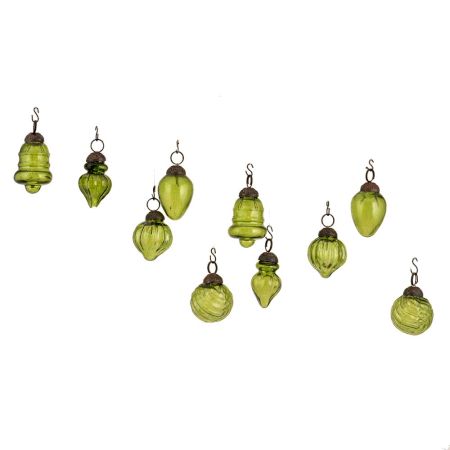 Olive Green Combo Glass Tiny Christmas Hanging Set of 25
