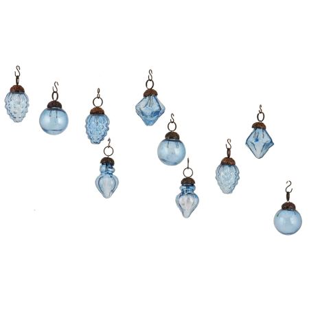 Slate Blue Combo Glass Tiny Christmas Hanging Set of 25