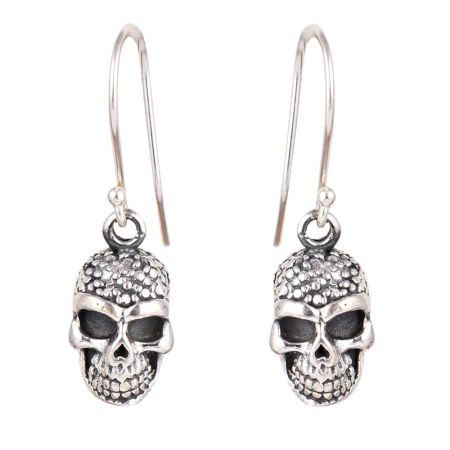 Human Skull 92.5 Sterling Silver Halloween Earrings