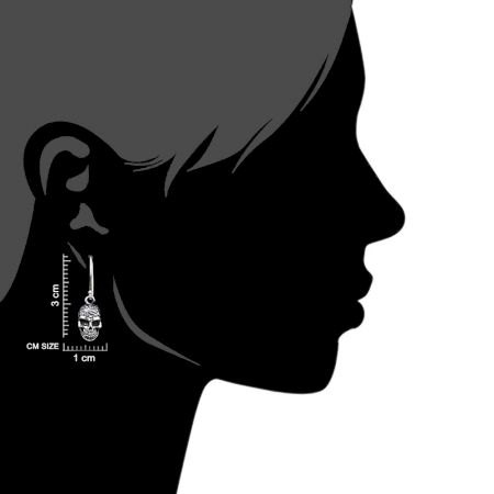 Human Skull 92.5 Sterling Silver Halloween Earrings