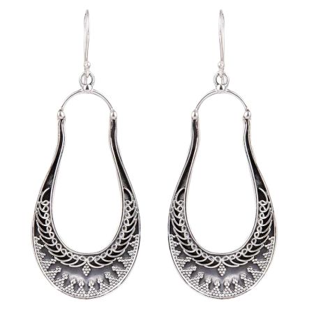 92.5 Sterling Silver Long Classic  Dangle Earrings