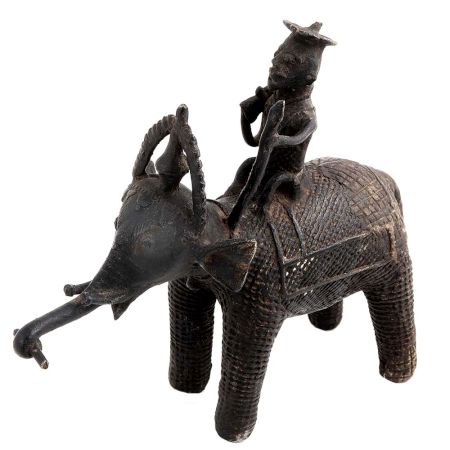 Hand Made Brass Tribal Man  Elephant Figurine