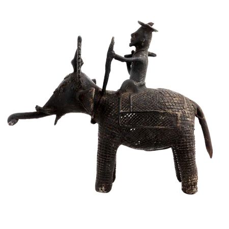 Hand Made Brass Tribal Man  Elephant Figurine