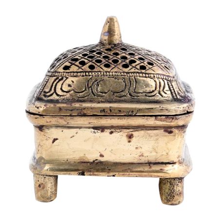 Brass Jali Box Incense Burner With A long handle