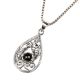 Engraved 92.5 Sterling Silver Leaf design Pendant With Black Stone