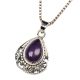 Purple Stone Engraved 92.5 Sterling silver Pendant
