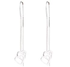 Dancing Hearts 92.5 Sterling Silver Chain Dangle Earrings
