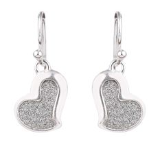 Shimmery Heart Shape Pendant 92.5 Sterling Single Earrings