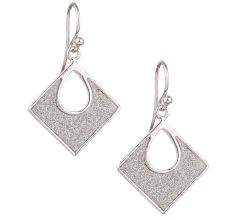 92.5 Sterling silver Dangle Earrings Shimmery Square Pendant