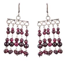 92.5 Sterling Silver Earrings Purple Bead Chandelier Earrings