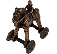 Brass Temple Toy Rider On Horse Collectable Toy