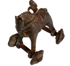 Brass Rider On Horse On Wheels Temple Figure