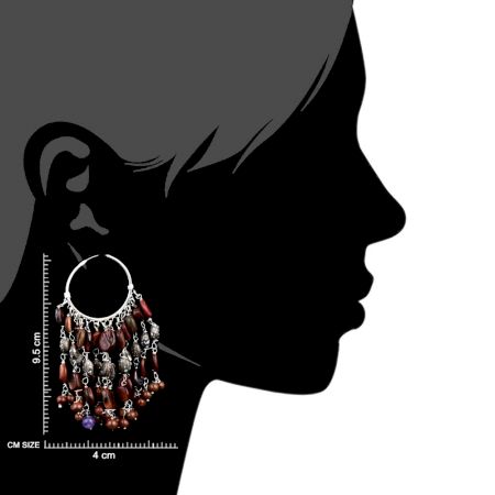 Brown Glossy Beads Chandelier Sterling Silver Earrings