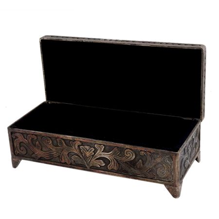 Ornate Silver Metal Vintage Jewelry Box