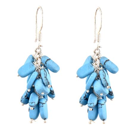 Turquoise Bunch 92.5 Sterling Silver Drop Earrings