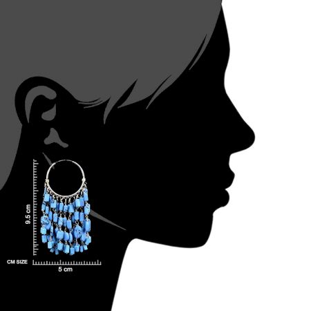 92.5 Sterling Silver Turquoise Chandelier Hoop Tribal Earrings