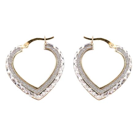92.5 Sterling Silver Open Heart Hoop Earrings