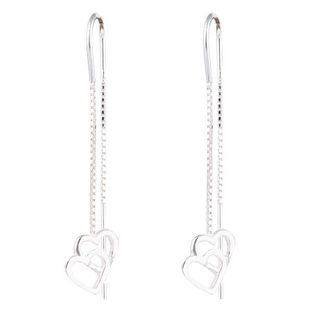 Dancing Hearts 92.5 Sterling Silver Chain Dangle Earrings