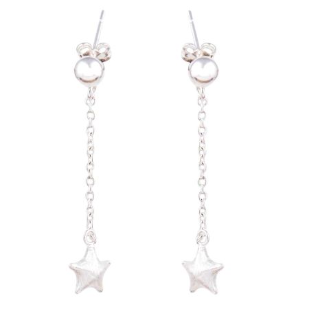 Fashion 92.5 Sterling Silver Star Earrings Long Chain hanging Earring