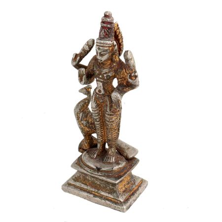 Brass God Karthikeya Statue Beautiful Peacock In Nickel Finish